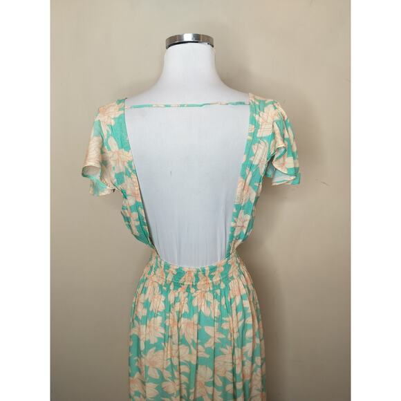 Tiare Hawaii Floral Maxi Dress Open Back Smocked Waist Beach - Picture 9 of 12